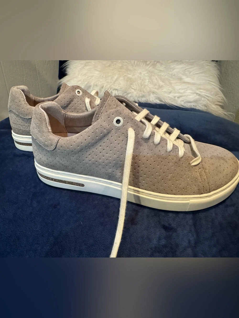 Birkenstock Bend Low Grey Suede Perforated Lace-Up Sneakers